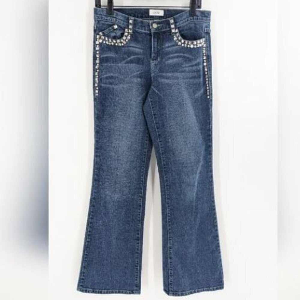 Cache Jeans Size 8 Mid‎ Rise Y2K Studded Flare